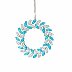 Blue And Clear Crystal Wreath Tree Ornament (12Cm)