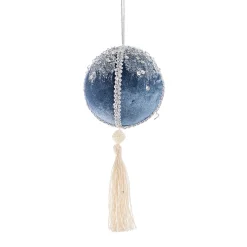 Blue Velvet Ball With Tassel (25Cm)