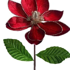 Burgundy Magnolia / Green Leaf Pick