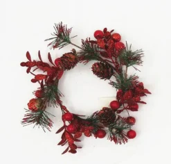 Christmas Glitter Berry Candle Wreath Asst