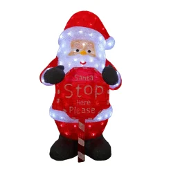 3D Acrylic Santa With Santa Stop Here Sign