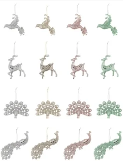 Glitter Hanging Decoration - Silver Dove