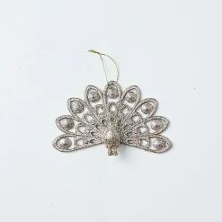 Glitter Hanging Decoration - Silver Dove