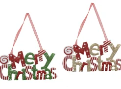 Glitter Merry Christmas Plaque Asst