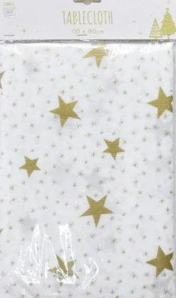 Gold Or Silver Rectangular Tablecloth Asst - Gold Star