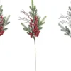 Icy Glitter Foliage Berries Spray Asst (76Cm) - Red Berries