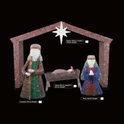 Led 3D Glitter Thread Nativity (4Pc)