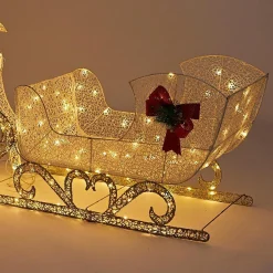 Led Glitter Thread Sleigh With Reindeer