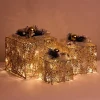Led Gold With Silver Deco Presents (3Pc)