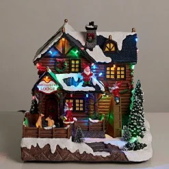 Led Musical Reindeer Lodge Scene
