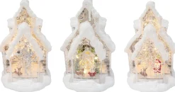 Light Up House With Glitter Snow Asst (29Cm)