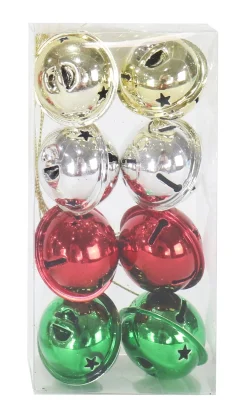 40Mm Nut Bells Shiny Mix Asst (8Pk)