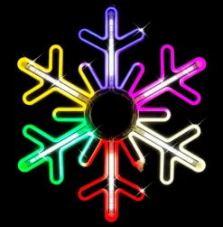 Neon Digital Rainbow Snowflake (75Cm)