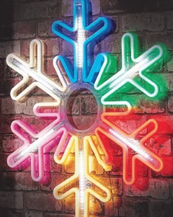 Neon Digital Rainbow Snowflake (75Cm)