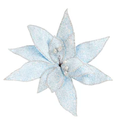 Or Iridescent Poinsettia With Clip (25Cm)