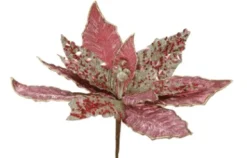 Pink Luxury Metallic Poinsettia Pick
