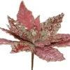 Pink Luxury Metallic Poinsettia Pick