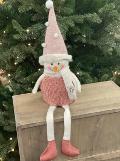 Pink Shelf Sitting Snowman (45Cm)