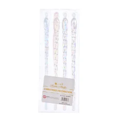 4Pk Iridescent Hanging Icicles (21Cm)
