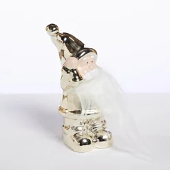 Porcelain Santa Gold With Bell