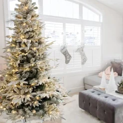 Pre-Lit Flocked Fir Tree 7Ft (2.1M)