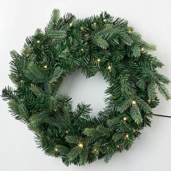 Pre-Lit Warm White Geneva Wreath (50Cm)