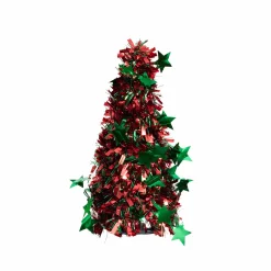 Red And Green Starburst Tinsel Tree (26Cm)