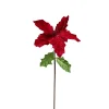 Red Velour Poinsettia With Green Leaves (45Cm)