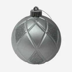 Silver Shatterproof Bauble (12Cm)
