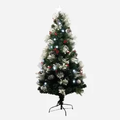 Snowy Fibre Optic Tree With Pinecones & Berries (1.8M)