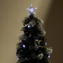 Snowy Fibre Optic Tree With Pinecones & Berries (1.8M)