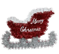 Tinsel Christmas Plaque Asst - Christmas Stocking