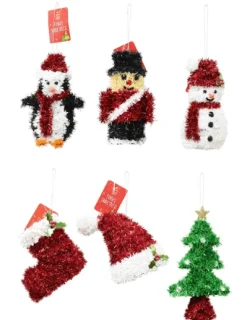 Tinsel Decoration 6 Asst - Penguin