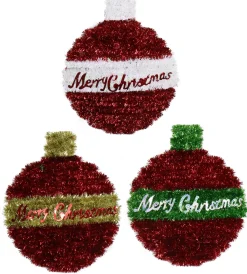 Tinsel Mini Bauble Plaque Asst (23Cm)