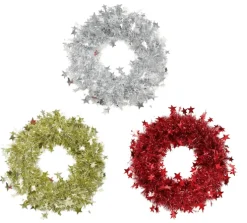 Tinsel Starry Wreath Asst (28Cm)
