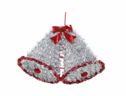 Tinsel Twin Bells Plaque Asst