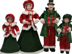 Traditional Red And Green Family Carolers (4Pc)