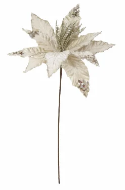Velvet Poinsettia Stem With Sequins Asst (58Cm)