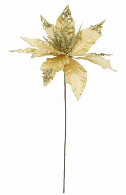 Velvet Poinsettia Stem With Sequins Asst (58Cm)